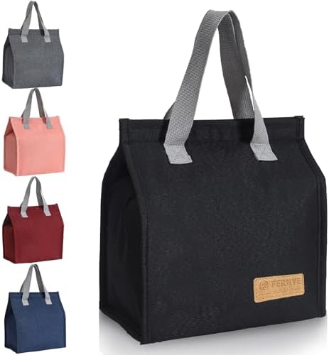 Lunch Bag for Women/Men,Waterproof Reusable Portable Lunch Tote,Lunch Box Bag.Thermal Cooler Bag Ideal for Work/Party/l/Travel/Picnic (Light Black)