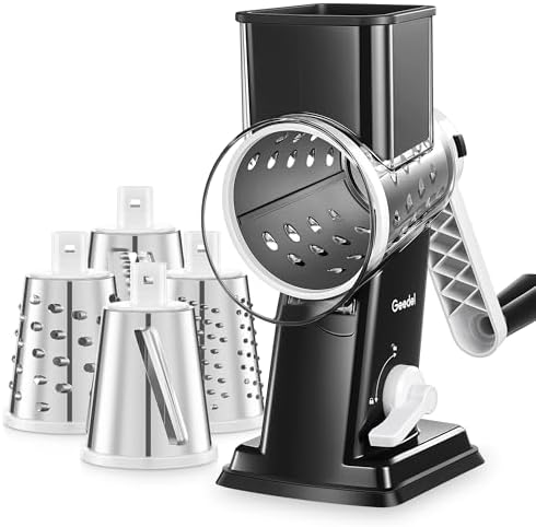 Geedel Upgraded Rotary Cheese Grater Hand Crank, Vegetable Shredder Slicer