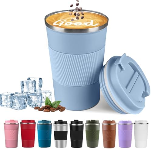 Insulated Travel Coffee Mug, Stainless Steel Coffee Cup with Leakproof Lid