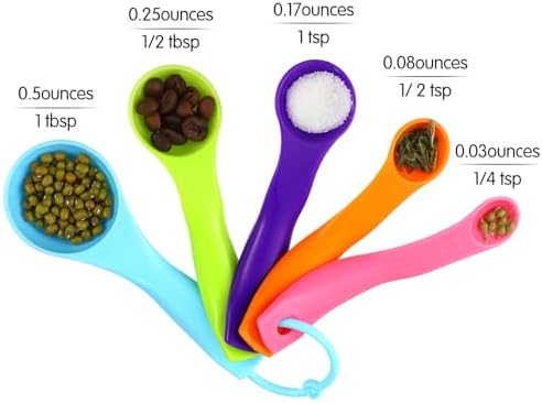 Frienda 20 Pcs Colorful Plastic Measuring Spoons for Kitchen Baking