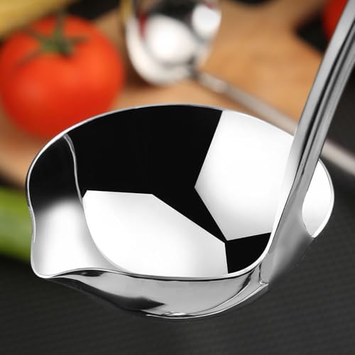 Kitchen Luminous Soup Ladle with Pour Spout,Premium 18/8 Stainless Steel,12-Inch Heavy Duty Punch Ladle for Serving,Cooking,Canning,Sauces,Gravy,Stews