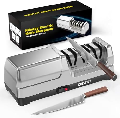 Knife Sharpener Electric – Professional 3-Stage 100% Diamond Sharpening System with 20° Precision Angle, Fast Blade Restoration, Polishing, Repair & Edge Refining for Kitchen & Outdoor Knives
