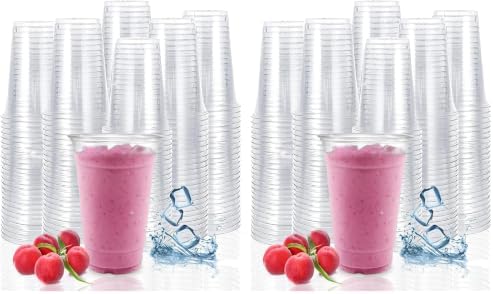 TashiBox plastic cups [20 oz 100cups],Clear Crystal disposable plastic cups,smoothie cup (Pack of 2)