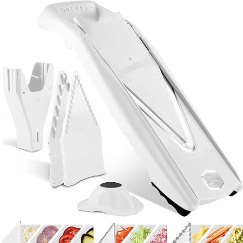 Börner Mandoline Slicer V5 (Starter Set) • Vegetable V-Slicer for Slices, Sticks & Dices in Various Sizes • With Stainless Steel V-Blade • Adjustable Kitchen Slicer • Color: White