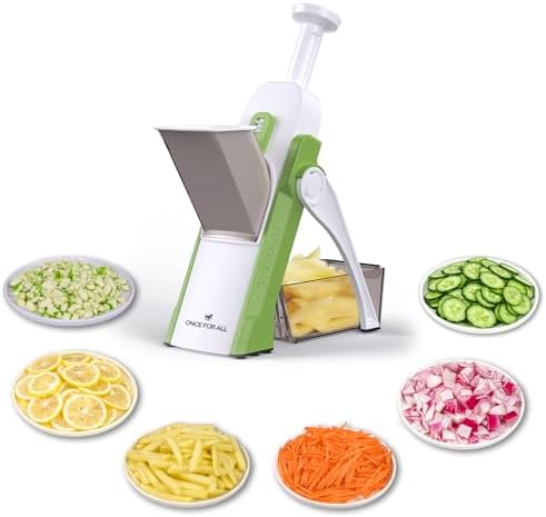 ONCE FOR ALL Safe Mandoline Slicer, All in 1 Vegetables Chopper, Green