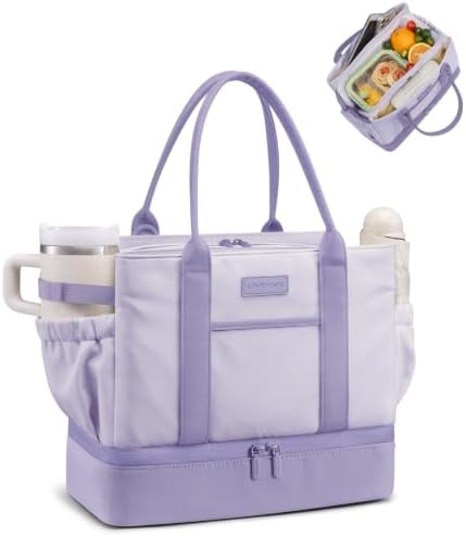 LOVEVOOK Insulated Lunch Bag Women with Triple Compartments & Bottle Holder
