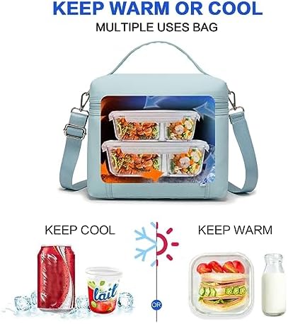 NOL 8L Insulated Lunch Bag for Women, Light blue, Medium(normal)