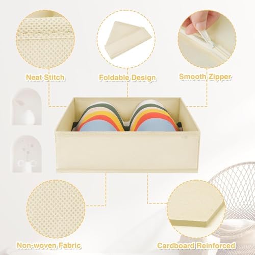 Drawer Organizer Clothes, Nursery Dresser & Closet Storage, Beige, 15 Pack