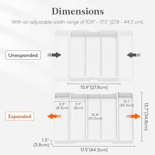 Lifewit Utensil Organizer for Kitchen Drawers, Expandable Utensil Tray