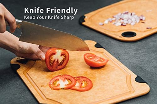 Cutting Board, Toptier Wood Fiber Cutting Board for Kitchen, Non-Slip Kitchen Wooden Chopping Board, Reversible, Eco-Friendly, Natural Wood Fiber, Large Cutting Board, 17.5 x 13-inch, Natural Slate