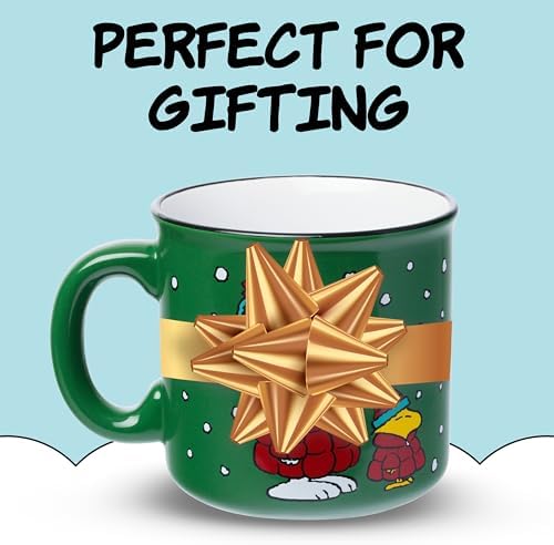 Silver Buffalo Peanuts Holiday Treats and Cocoa, Ceramic Camper Mug, 20oz