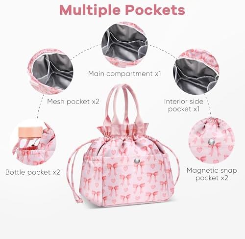 Yarnic Lunch Bag Women Insulated Lunch Box with Water Bottle Holder