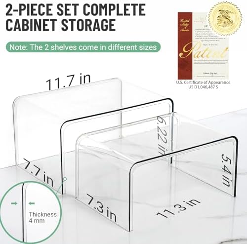 Bobomoment Clear Cabinet Organizer, Stackable Shelf Organizer Set of 2