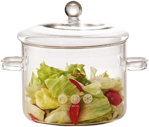 Glass Cooking Pot -1.9L/64oz,Glass Simmer Pot for Stovetop Heat Resistant Borosilicate,Clear Saucepan for for Pasta, Noodles, Soup, Cereals, Fruit