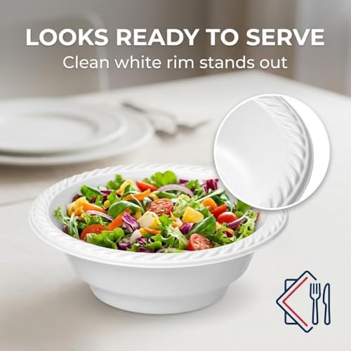 18 oz Plastic Bowls, 200 Count - Heavy-Duty Disposable Bowls for Soup, Salad, Cereal, Pasta, Parties & Catering (Pack of 3)