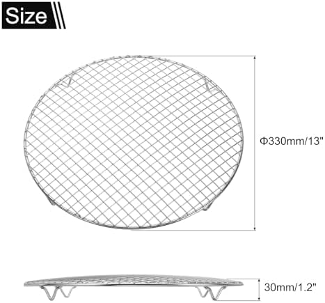uxcell Round Cooking Rack 13 Inch Dia Stainless Steel Wire Cooling Steamer Rack for Baking Canning Cooking Roasting Cooling Grilling Drying, Silver