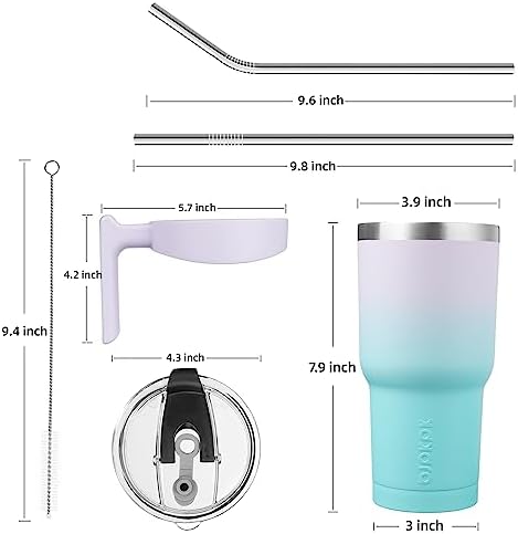 BJPKPK 30 oz Tumbler with Handle & Straw, Insulated Stainless Steel Mug