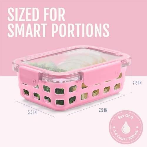 Ello Duraglass Glass Meal Prep Containers, 10 Pc, Meadow, 3.4 Cup (Pack of 2)