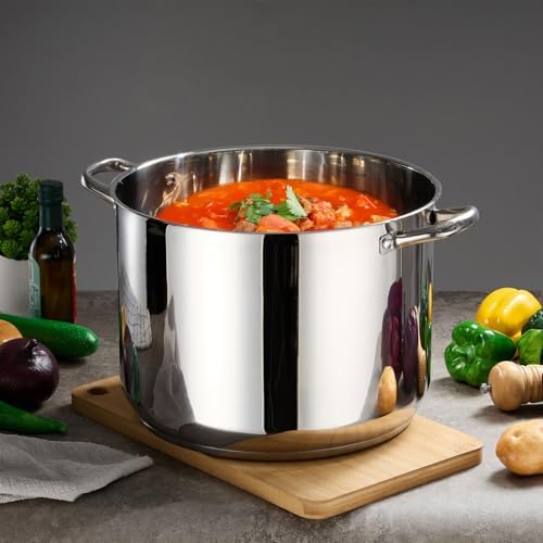 LIANYU Stainless Steel Large Stock Pot, 24 QT Heavy Stockpot with Glass Lid