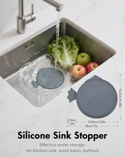 Reversible Sink Drain Strainer & Kitchen Sink Stopper Set, Anti-Clog