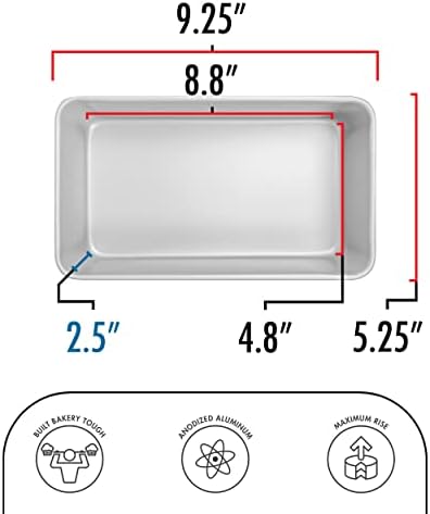 Fat Daddio's Bread Pan Anodized Aluminum, 9 x 5 x 2.75 Inch, Set of 2, Silver