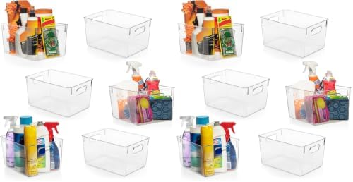 ClearSpace Clear Plastic Storage Bins – Pantry Organizers & Storage Containers, Cabinet Organizer - Home Organization Must Haves for Kitchen, Laundry Room, Office, Closet, Garage & Freezer (Pack of 2)