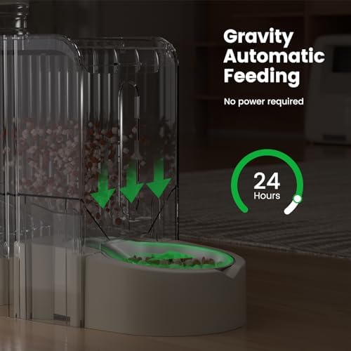 Gravity Automatic Cat Feeder, Water & Food Dispenser Set, Stainless Bowls