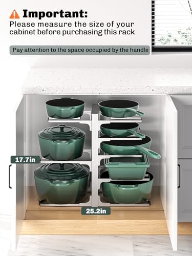 MUDEELA 8-Tier Heavy Duty Pots and Pans Organizer, 15.83" H Sliver