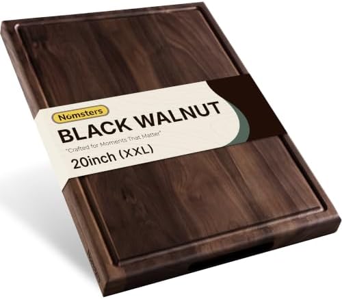 20'' Luxury Black Walnut Wood Large Wooden Cutting Boards for Kitchen