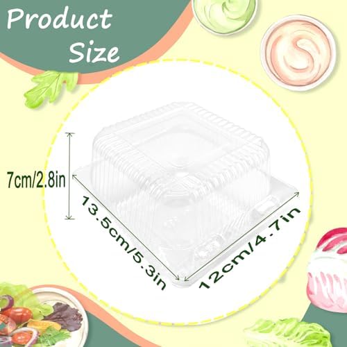 Qyyiguf 50 Pcs Clear Hinged Plastic Containers with Lids,Square To Go Containers,Disposable Clamshell Takeout Tray for Dessert,Cakes,Cookies,Salads,Pasta,Sandwiches, 43asDASA