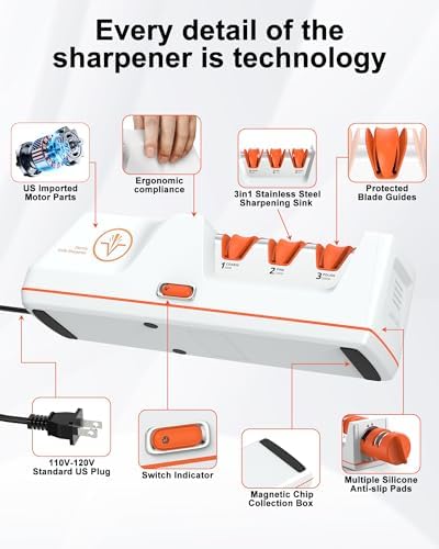 Electric Knife Sharpener with Replaceable Sharpening Head