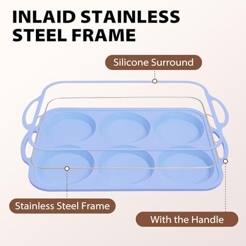 Nonstick Silicone Muffin Top Pan: 6-Cavity 4 Inch Jumbo Silicone Egg Mold