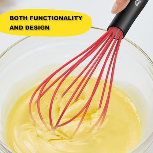 NileHome Silicone Whisk Set 10" Kitchen Whisk,Red