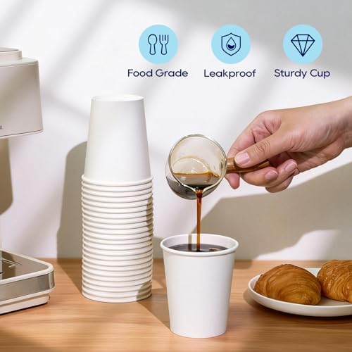 LITOPAK 400 Pack 8 oz Paper Cups, White Disposable Coffee Cups