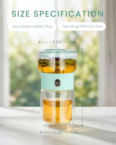 ZENS Modern Tea Infuser Pot, Small One Touch Tea Maker for Loose Tea, Blue