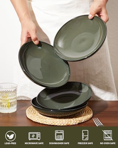 Pokini 8.75'' Ceramic Pasta Bowls Set of 4, Salad Bowls Pasta Serving Bowls