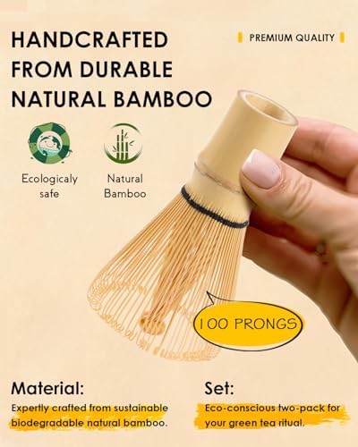 Matcha Whisk Set with 2-pack Bamboo Matcha Whisk, Sifter,Tea Scoop