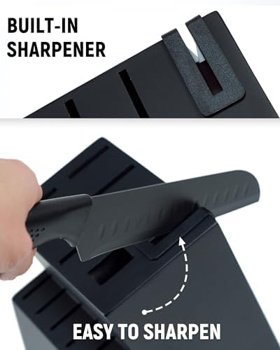 15-Piece Kitchen Knife Set with Block, Built-In Sharpener, Dishwasher Safe