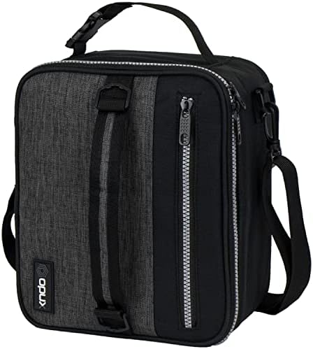 opux Insulated Lunch Bag for Men Women Kids, Soft Lunch Box, Charcoal