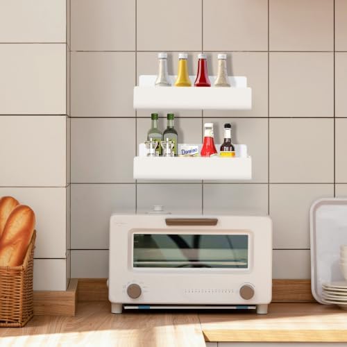 9 Inch Acrylic Spice Rack Wall Mount, White, 4 Pack
