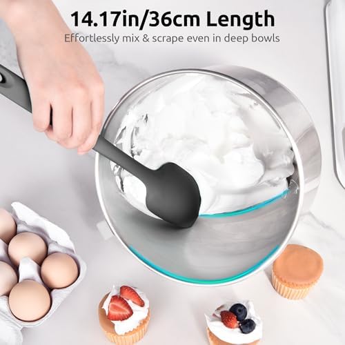 U-Taste 14" Long Silicone Spoonula, 600°F High Temp Spoon Spatula, Black