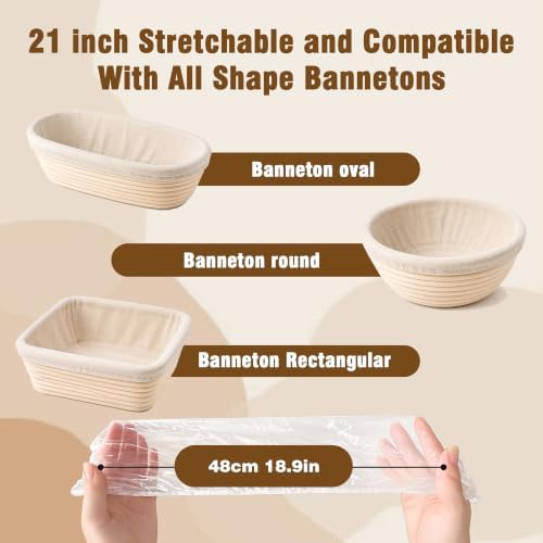 200pcs Bread Proofing Covers for Sourdough, Reusable Elastic Dough Covers for Banneton Baskets and Mixing Bowls, Bread Fermentation Covers to Keep Dough Moist During Rising, Resting and Final Proofing