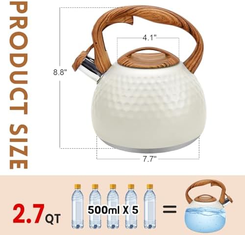 GGC Whistling Tea Kettle for Stove Top, 3.2QT/3L Stainless Steel Tea Kettle
