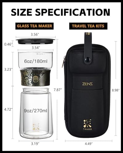 ZENS Glass Infuser Teapot, Cool One Touch Tea Maker For Loose Tea, Dragon