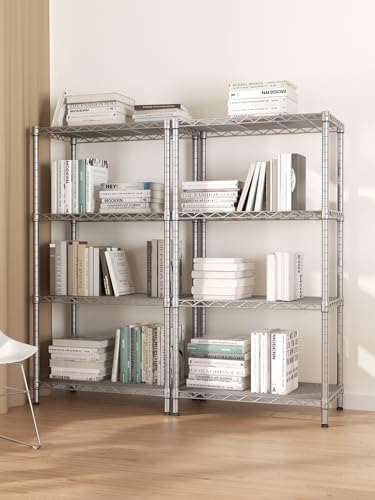 SINGAYE 4 Metal Shelves Wire Shelving Storage Shelf Adjustable Unit Pantry