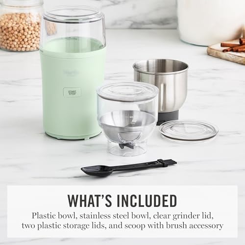 Martha Stewart Electric Coffee & Spice Grinder with Dual Bowls, Honeydew