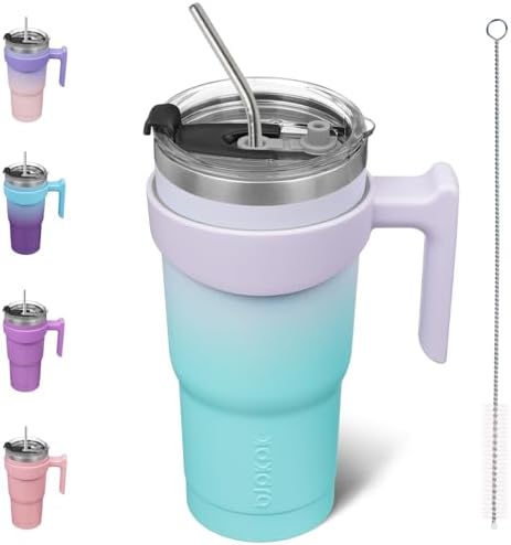 BJPKPK 20 oz Tumbler with Handle & Straw, Insulated Stainless Steel Mug