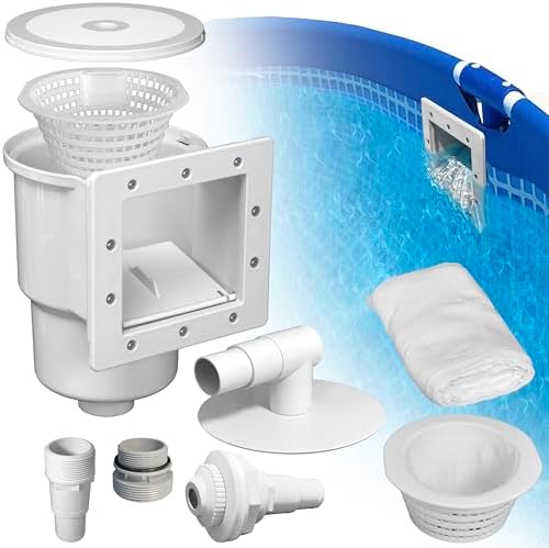 Wide Mouth Above Ground Pool Skimmer Kit, Thru Wall Skimmer with Basket