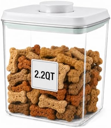 Pet Dog-Cat POP-Treat Airtight jar-Container - 2.2 Qt/2 L | Stackable One-Touch Opening | For Snacks Candy Salt Herbs Spices | BPA-Free