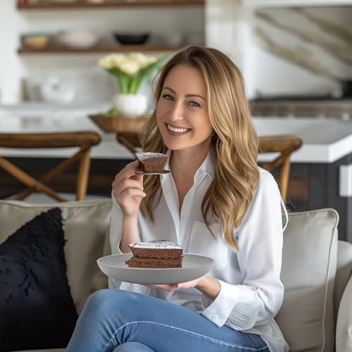 Homienly Premium Wheat Straw Dinner Plates, Reusable 8 PCS Unbreakable Plates 10 inch Plate Set, Alternative Plastic Plate Microwave and Dishwasher Safe Plates Set for Home - GreyStone